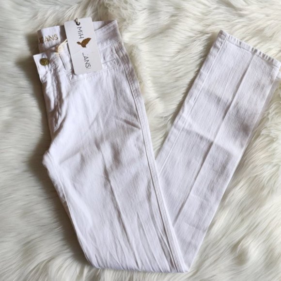 NEW Anthropologie M.i.H White Oslo Mid Rise Slim Fit Boho Denim Jeans Size 25 - Picture 4 of 6